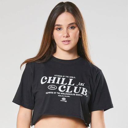 Chill in the Club Crop Top - Black