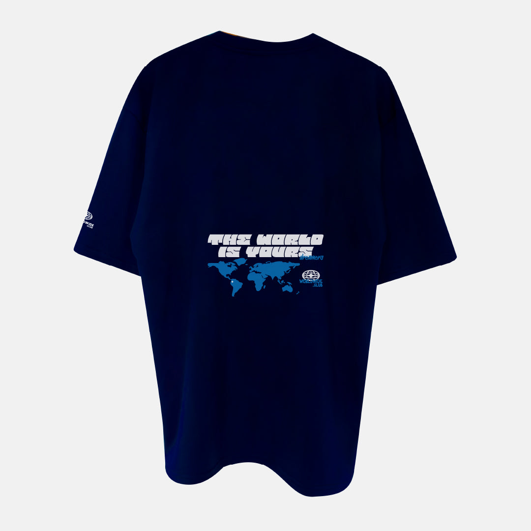 Camiseta Oversized The World Is Yours  - Azul